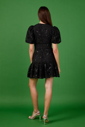 ENDLESS ROSE - Sequins Lace Mini Dress - DRESSES available at Objectrare