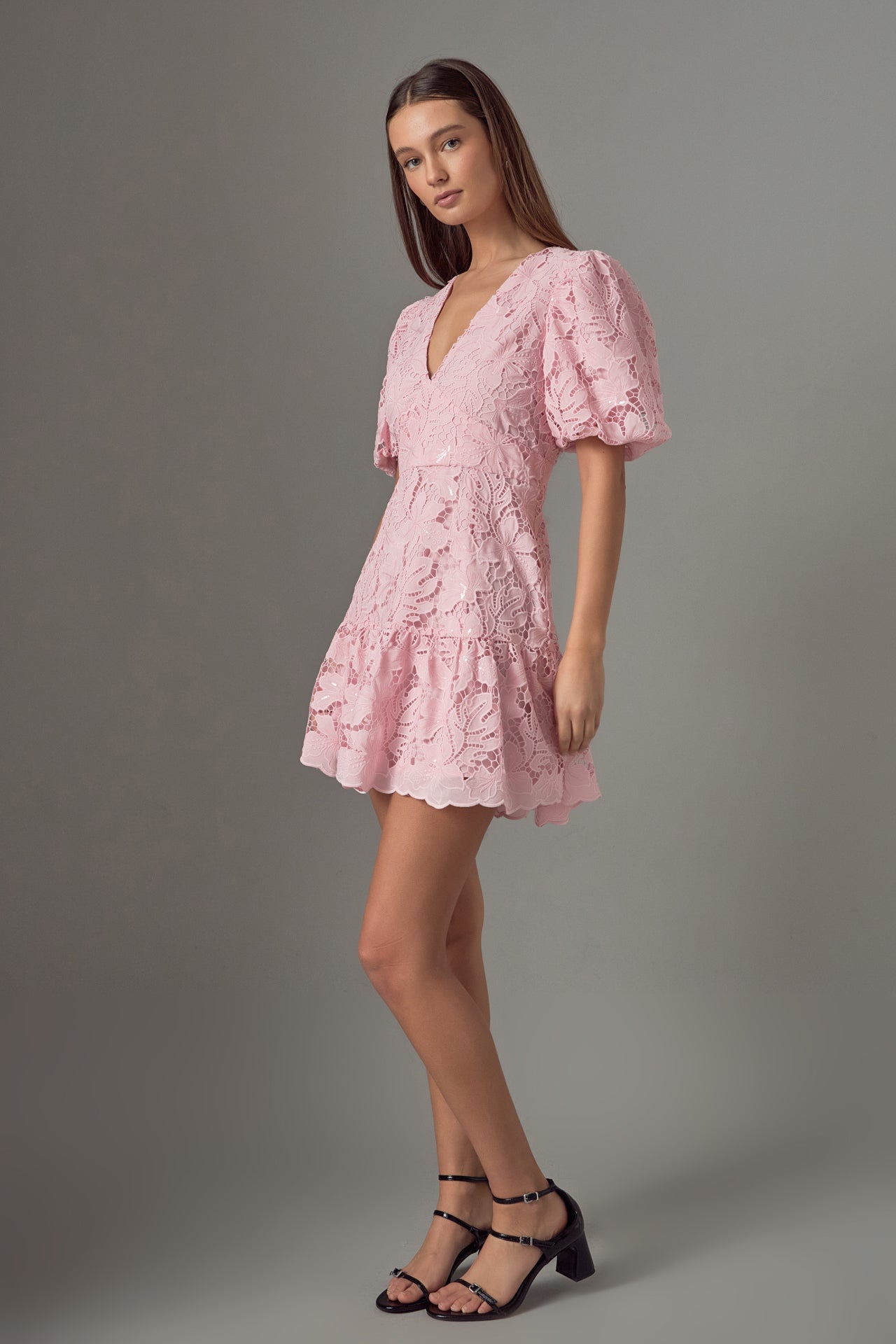 ENDLESS ROSE - Sequins Lace Mini Dress - DRESSES available at Objectrare