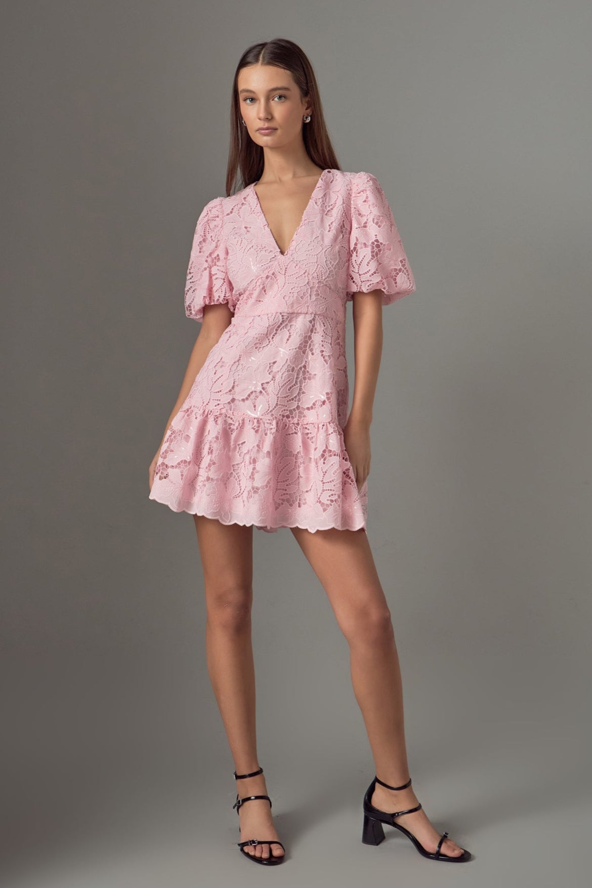 ENDLESS ROSE - Sequins Lace Mini Dress - DRESSES available at Objectrare