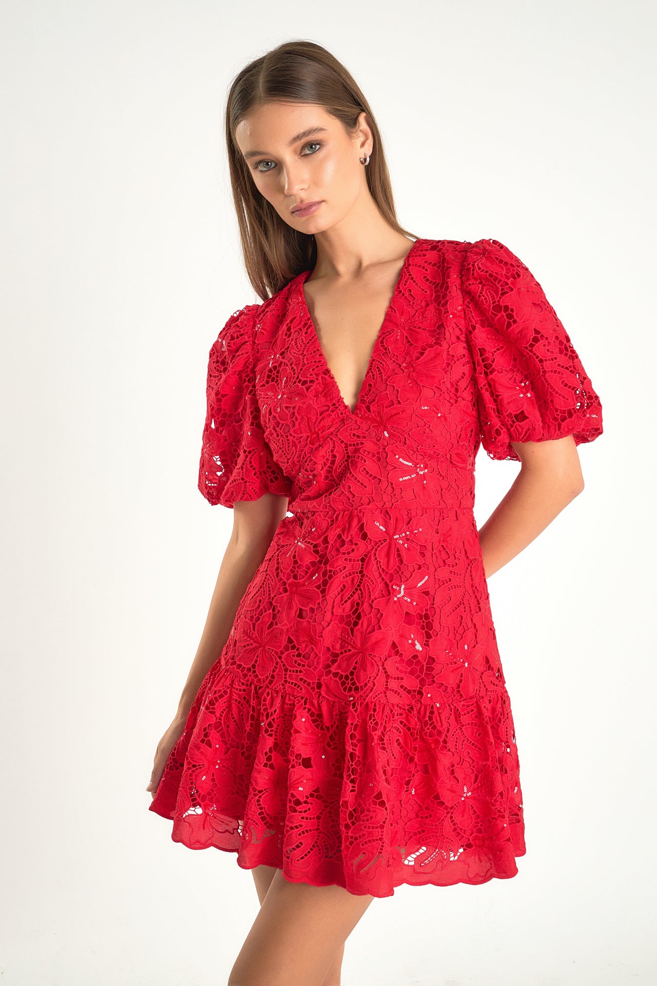 ENDLESS ROSE - Endless Rose - Sequins Lace Mini Dress - DRESSES available at Objectrare