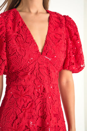 ENDLESS ROSE - Sequins Lace Mini Dress - DRESSES available at Objectrare