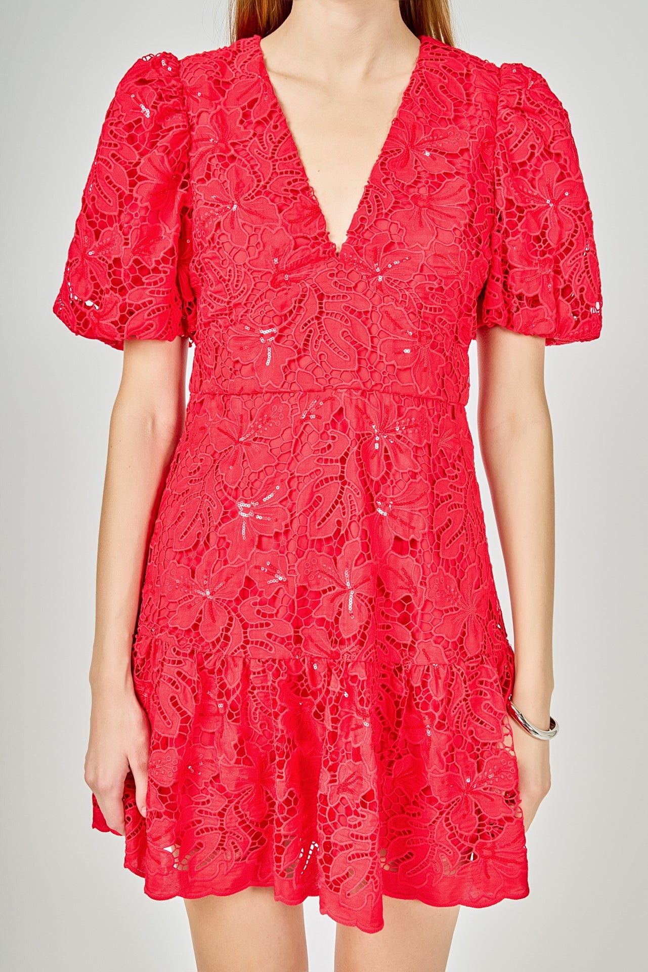ENDLESS ROSE - Sequins Lace Mini Dress - DRESSES available at Objectrare