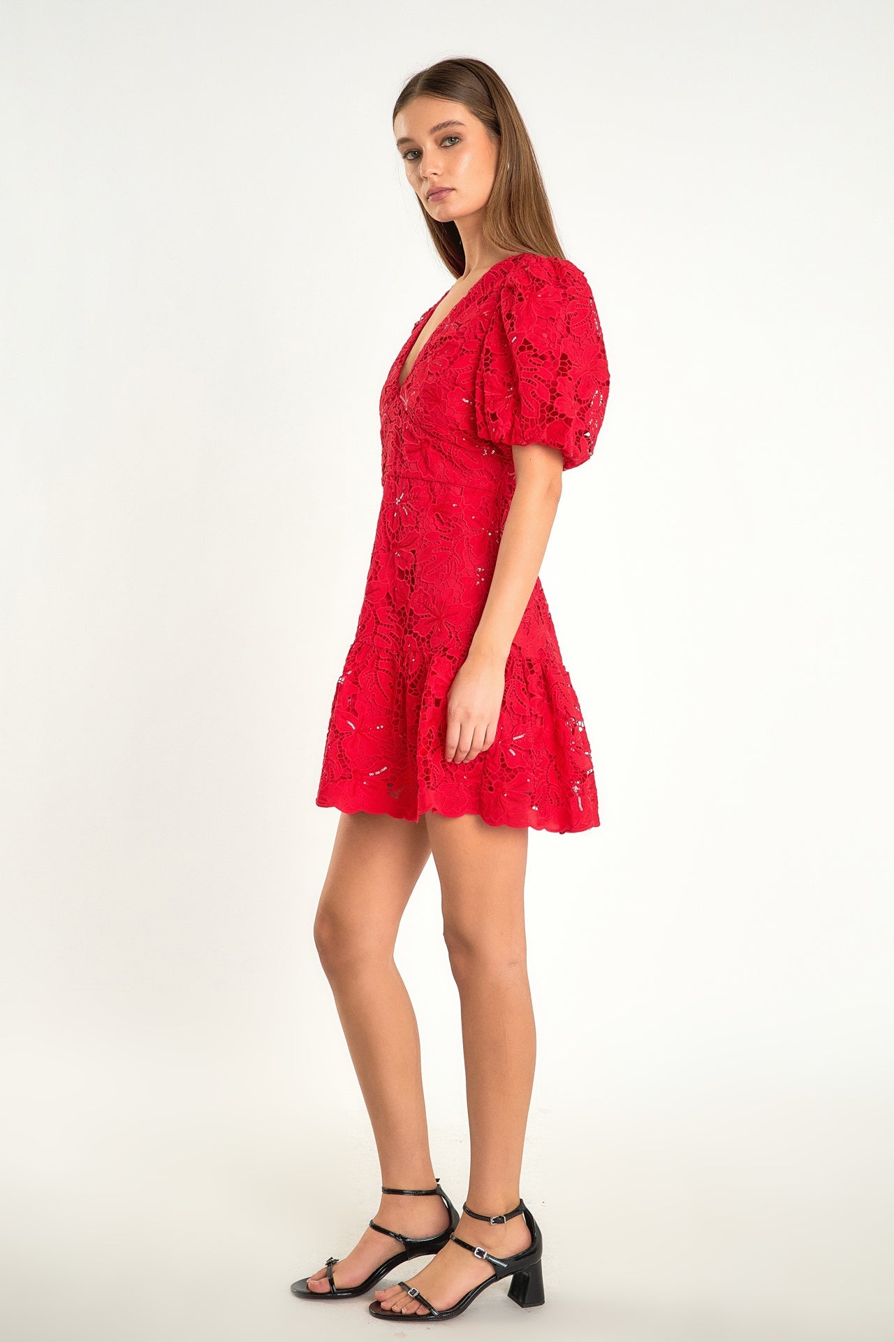 ENDLESS ROSE - Sequins Lace Mini Dress - DRESSES available at Objectrare