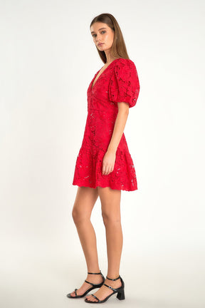 ENDLESS ROSE - Sequins Lace Mini Dress - DRESSES available at Objectrare