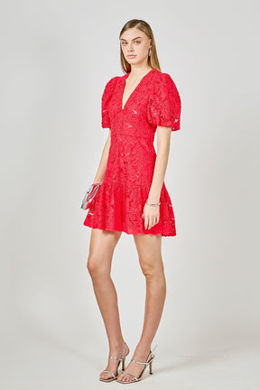 ENDLESS ROSE - Sequins Lace Mini Dress - DRESSES available at Objectrare