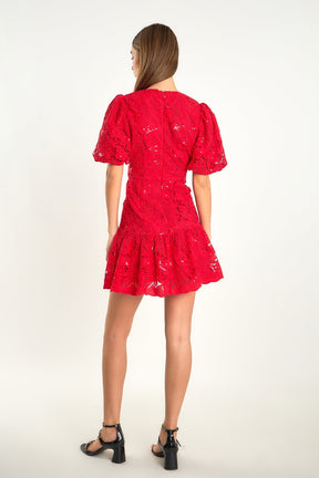 ENDLESS ROSE - Sequins Lace Mini Dress - DRESSES available at Objectrare