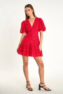 ENDLESS ROSE - Endless Rose - Sequins Lace Mini Dress - DRESSES available at Objectrare