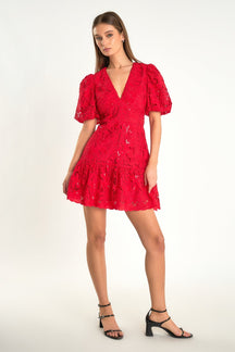 ENDLESS ROSE - Sequins Lace Mini Dress - DRESSES available at Objectrare