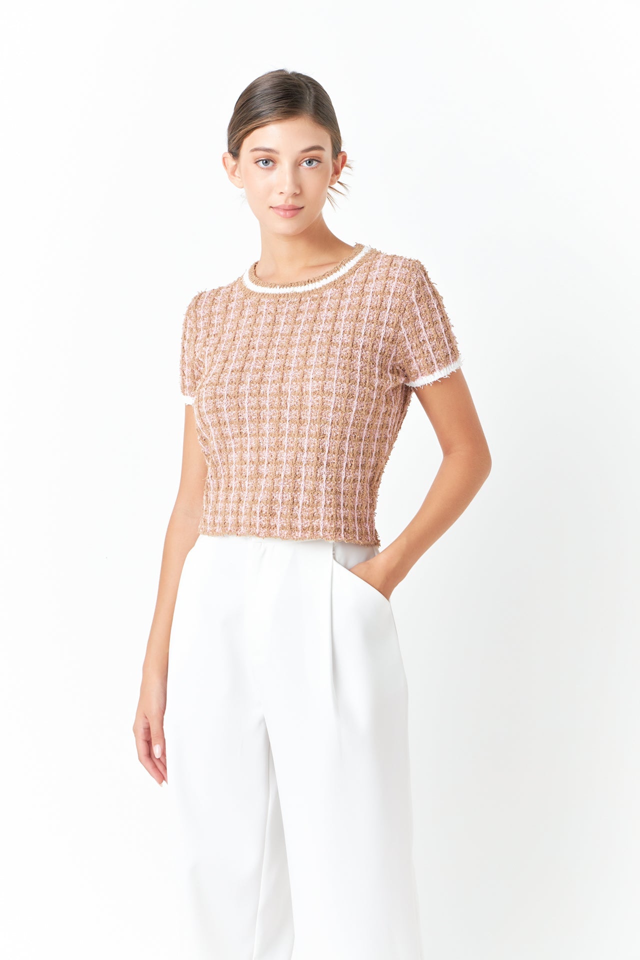 ENDLESS ROSE - Check Knit Top - SWEATERS & KNITS available at Objectrare