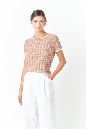 ENDLESS ROSE - Check Knit Top - SWEATERS & KNITS available at Objectrare