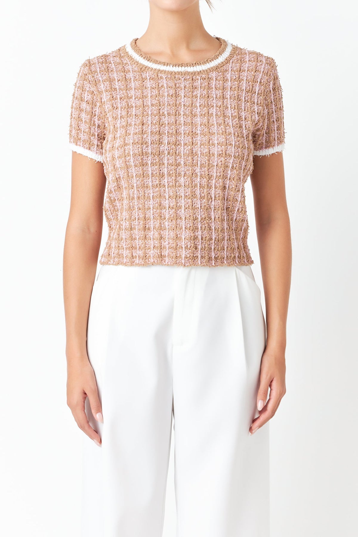 ENDLESS ROSE - Check Knit Top - SWEATERS & KNITS available at Objectrare