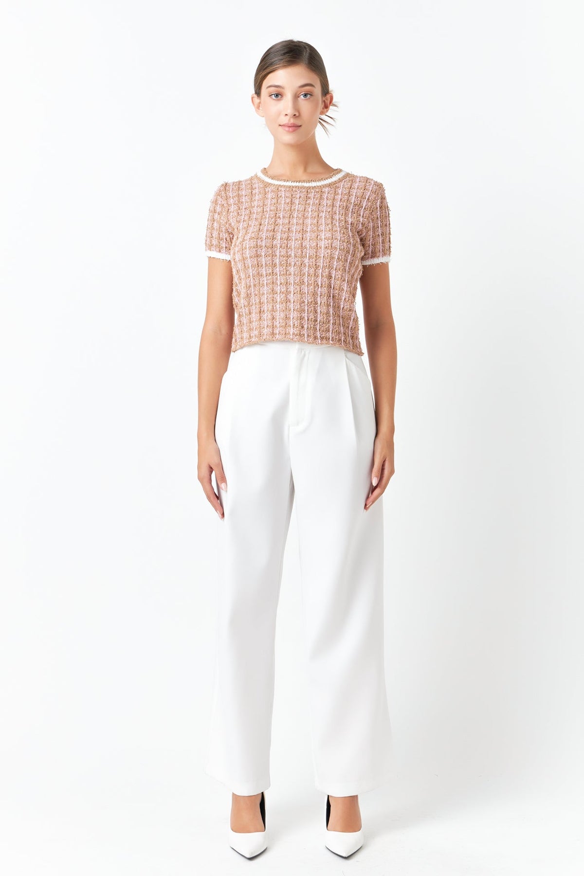 ENDLESS ROSE - Check Knit Top - SWEATERS & KNITS available at Objectrare