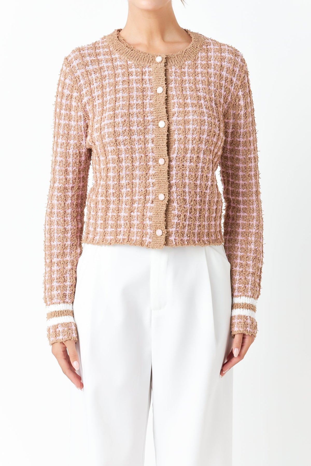 ENDLESS ROSE - Check Sweater Cardigan - SWEATERS & KNITS available at Objectrare