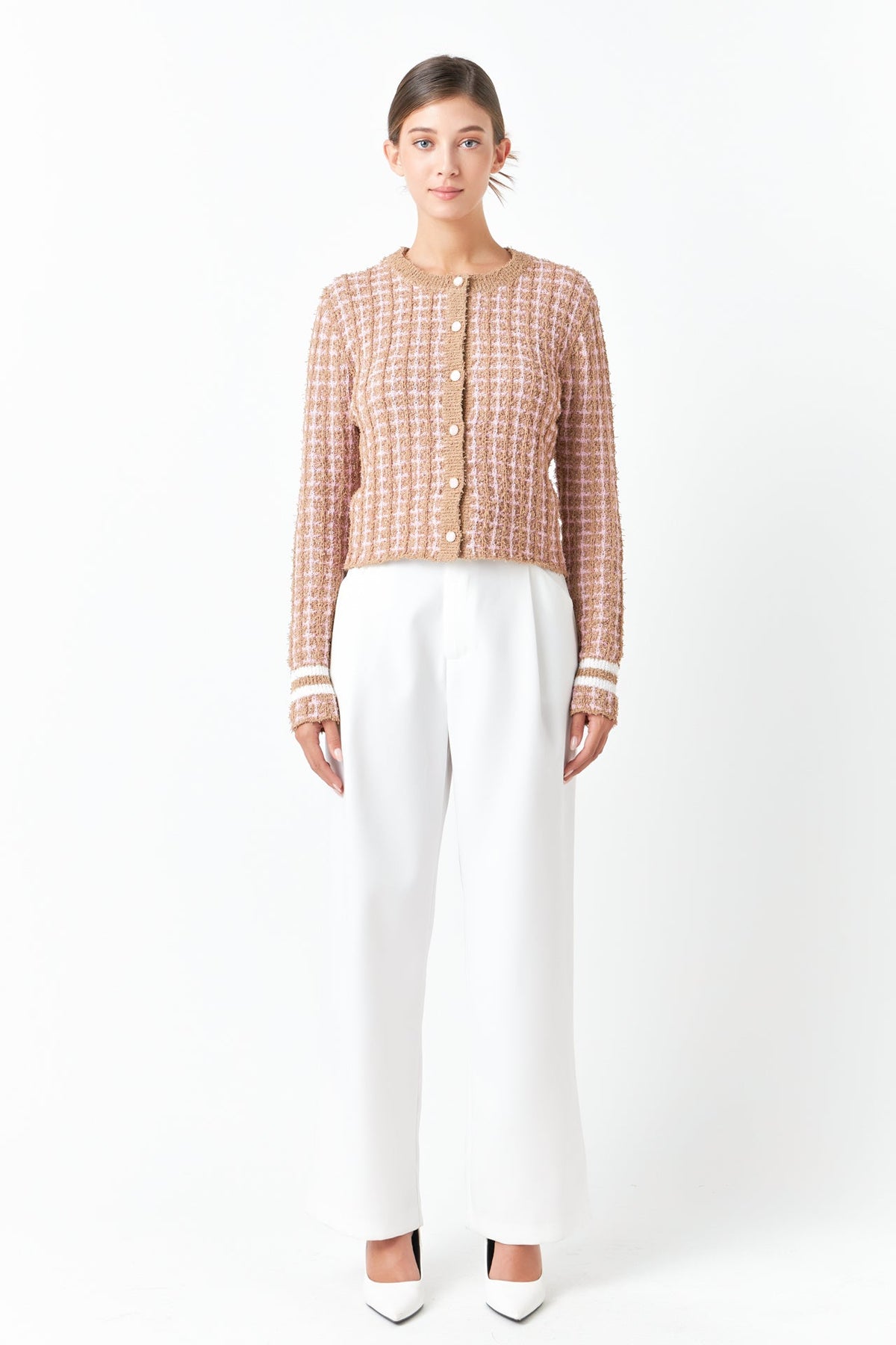 ENDLESS ROSE - Check Sweater Cardigan - SWEATERS & KNITS available at Objectrare