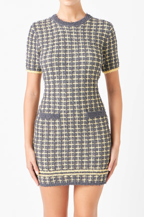 ENDLESS ROSE - Check Sweater Mini Dress - DRESSES available at Objectrare