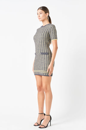 ENDLESS ROSE - Check Sweater Mini Dress - DRESSES available at Objectrare
