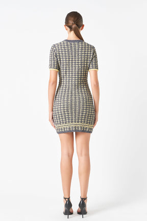 ENDLESS ROSE - Check Sweater Mini Dress - DRESSES available at Objectrare
