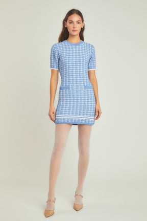 ENDLESS ROSE - Check Sweater Mini Dress - DRESSES available at Objectrare