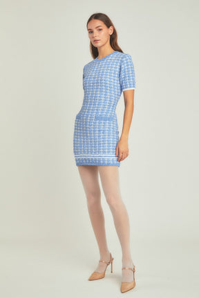 ENDLESS ROSE - Check Sweater Mini Dress - DRESSES available at Objectrare