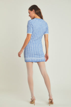 ENDLESS ROSE - Check Sweater Mini Dress - DRESSES available at Objectrare