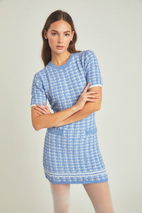 ENDLESS ROSE - Check Sweater Mini Dress - DRESSES available at Objectrare