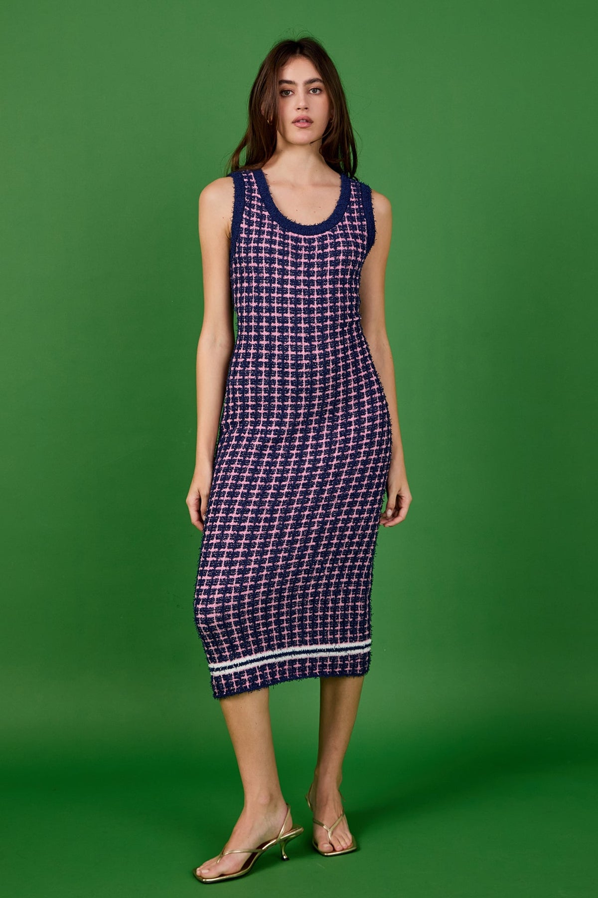 ENDLESS ROSE - Check Sweater Maxi Dress - DRESSES available at Objectrare