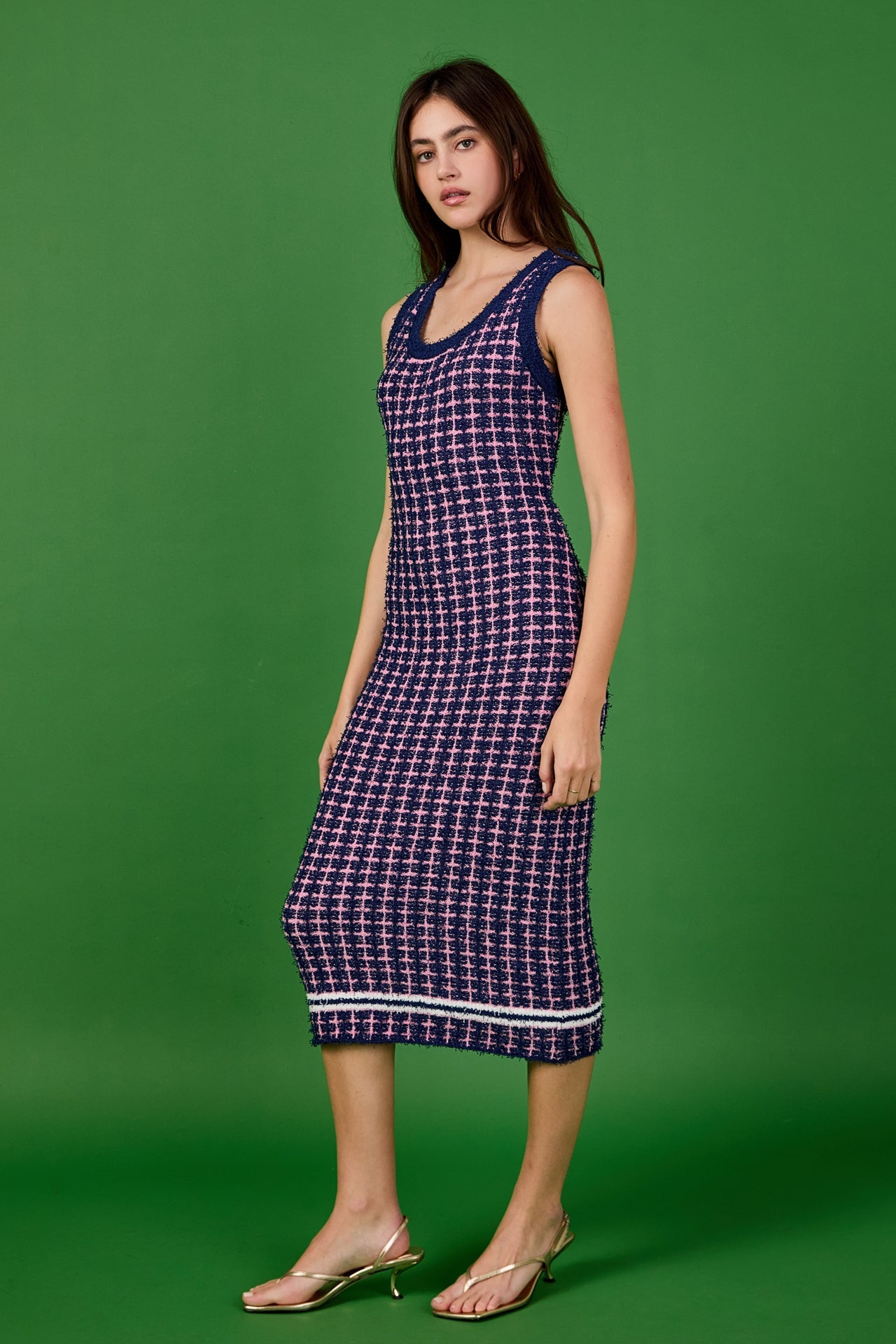 ENDLESS ROSE - Check Sweater Maxi Dress - DRESSES available at Objectrare
