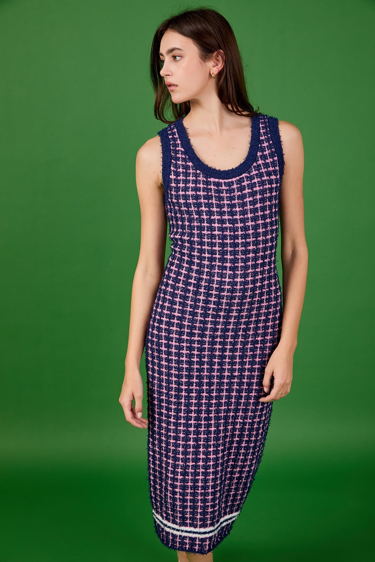 ENDLESS ROSE - Check Sweater Maxi Dress - DRESSES available at Objectrare