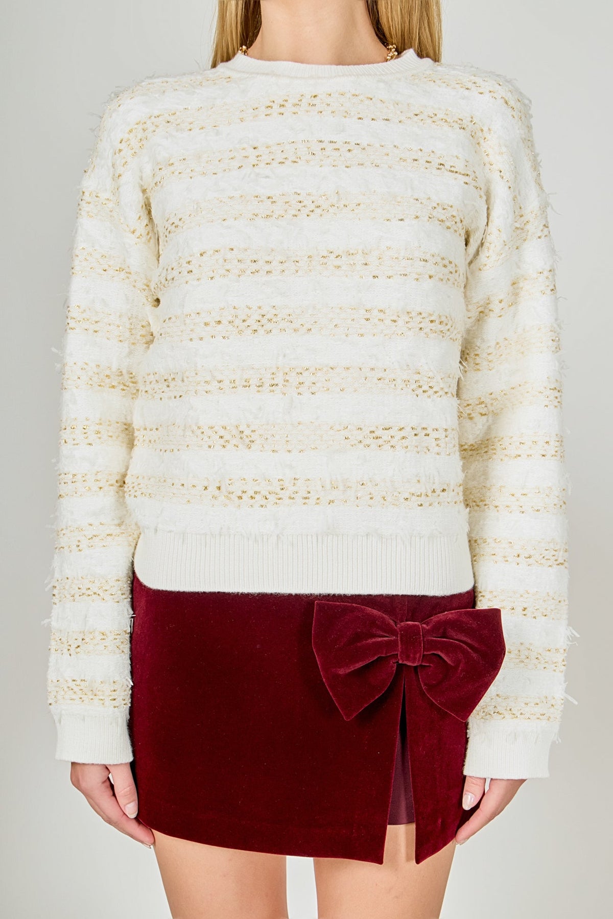 ENDLESS ROSE - Lurex Striped Sweater - SWEATERS & KNITS available at Objectrare