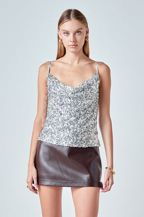 ENDLESS ROSE - Sequins Cowl Neck Top - TOPS available at Objectrare