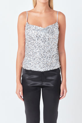 ENDLESS ROSE - Sequins Cowl Neck Top - TOPS available at Objectrare