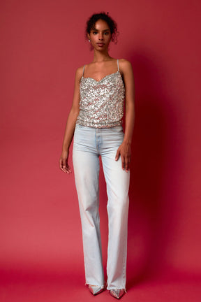 ENDLESS ROSE - Sequins Cowl Neck Top - TOPS available at Objectrare