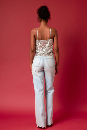 ENDLESS ROSE - Sequins Cowl Neck Top - TOPS available at Objectrare