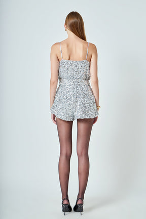 ENDLESS ROSE - Sequins Cowl Romper - ROMPERS available at Objectrare