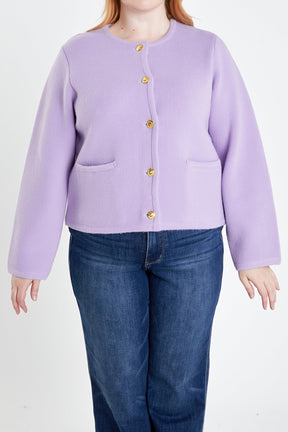 ENGLISH FACTORY - English Factory - Plus Size Knit Sweater Cardigan - CARDIGANS available at Objectrare