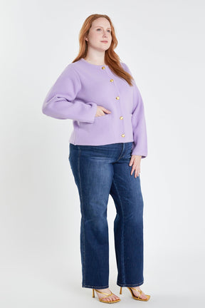 ENGLISH FACTORY - English Factory - Plus Size Knit Sweater Cardigan - CARDIGANS available at Objectrare