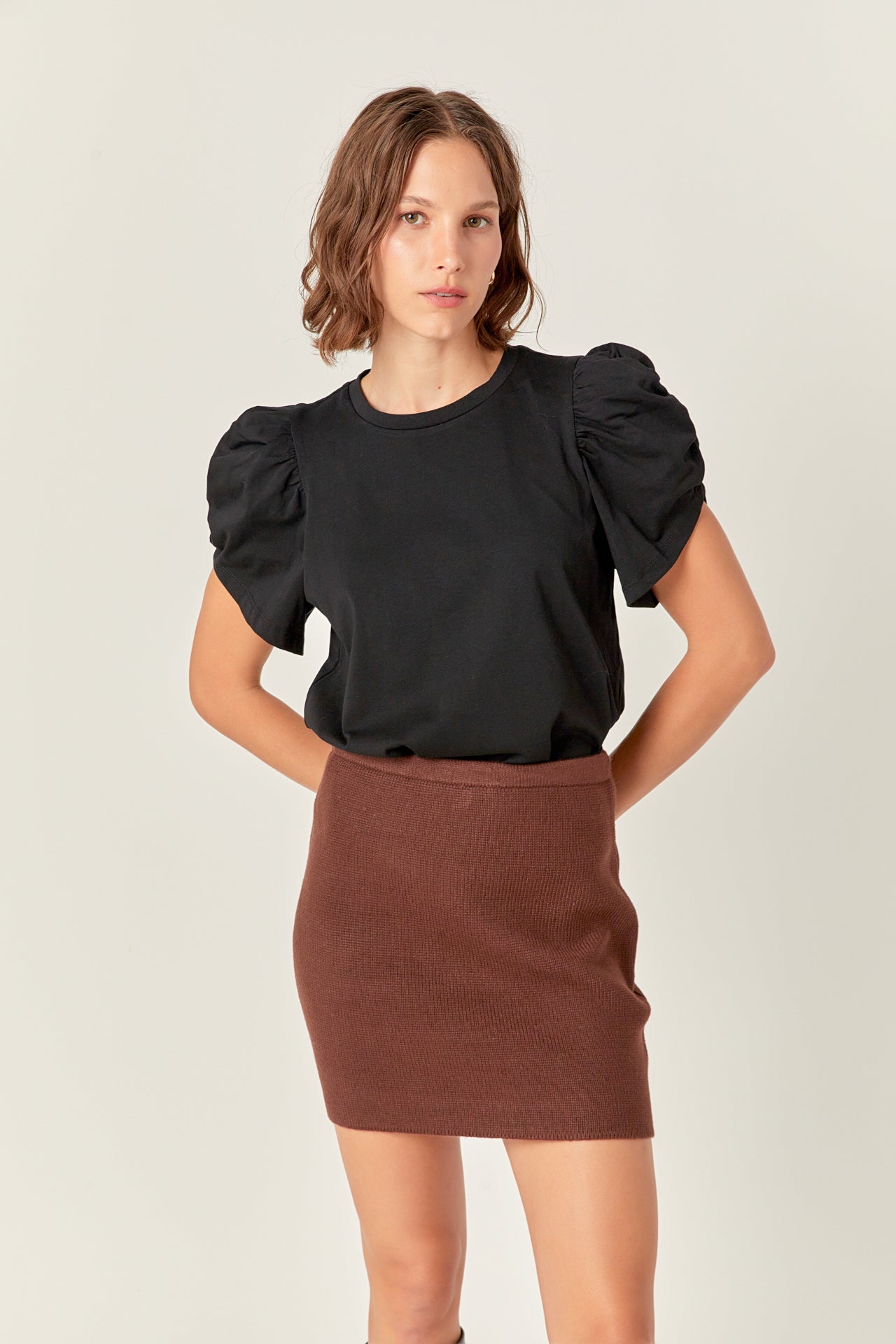 ENGLISH FACTORY - English Factory - High Waisted Knit Mini Skirt - SKIRTS available at Objectrare