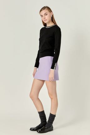 ENGLISH FACTORY - English Factory - High Waisted Knit Mini Skirt - SKIRTS available at Objectrare