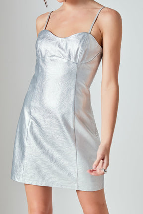 ENDLESS ROSE - Metallic Pu Mini Dress - DRESSES available at Objectrare