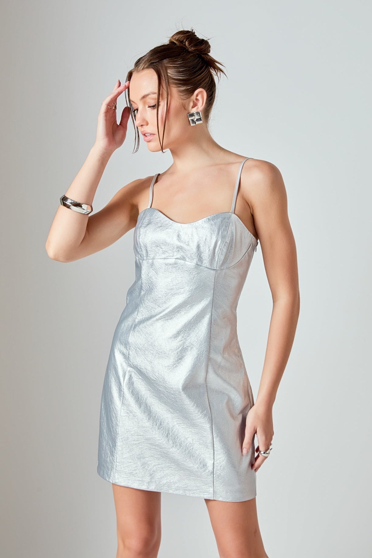ENDLESS ROSE - Metallic Pu Mini Dress - DRESSES available at Objectrare