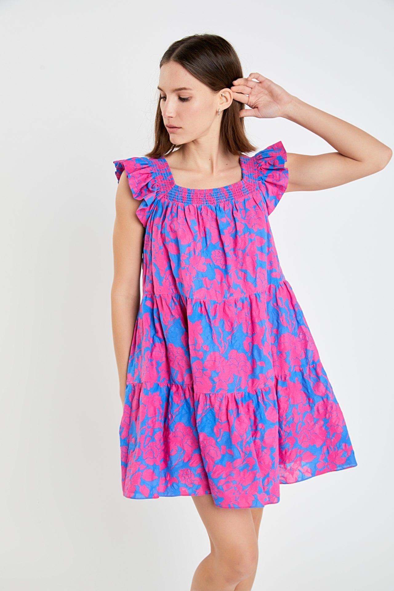 Floral Print Sleeveless Mini Dress