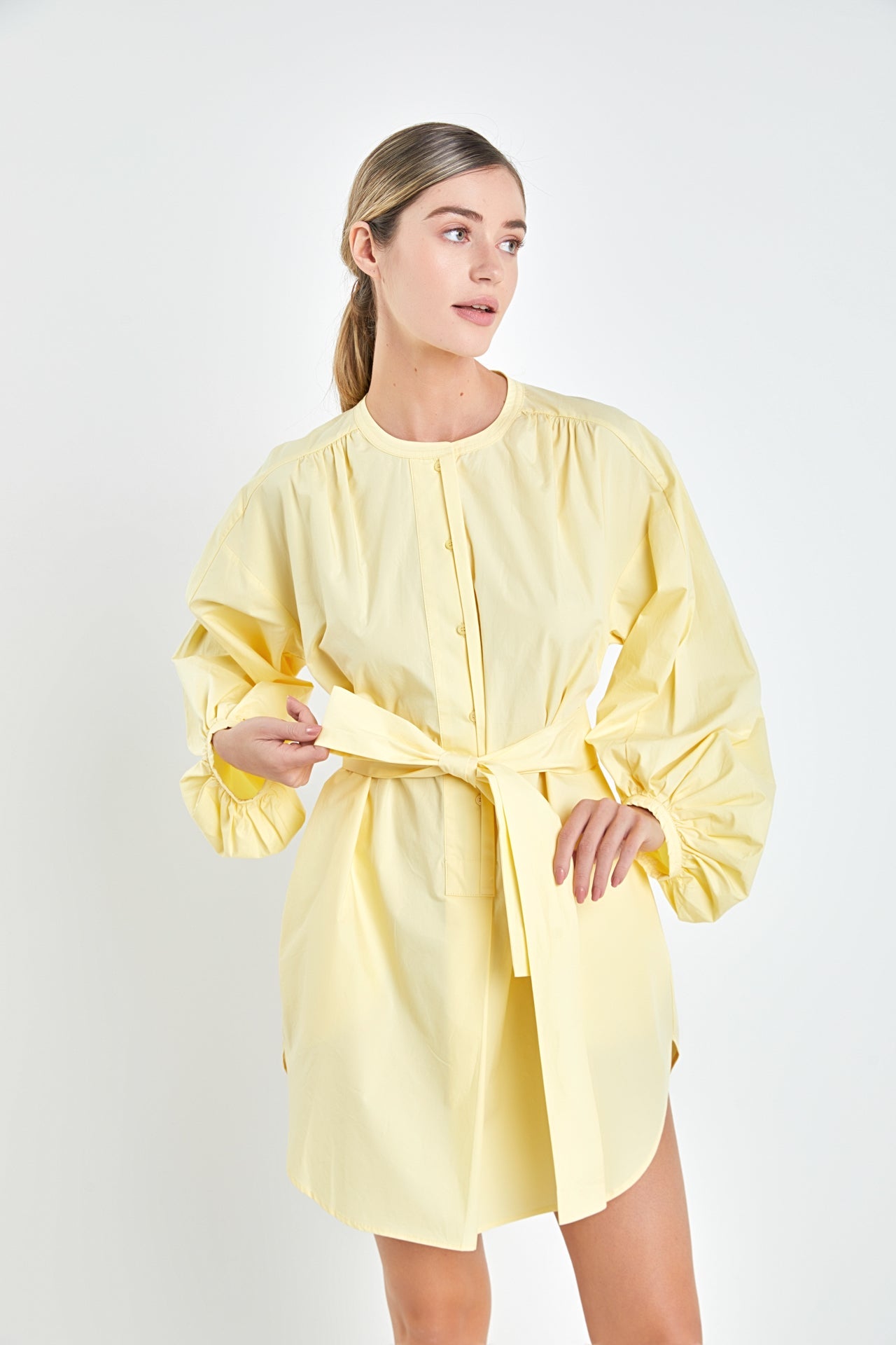 Billow Belted Mini Dress