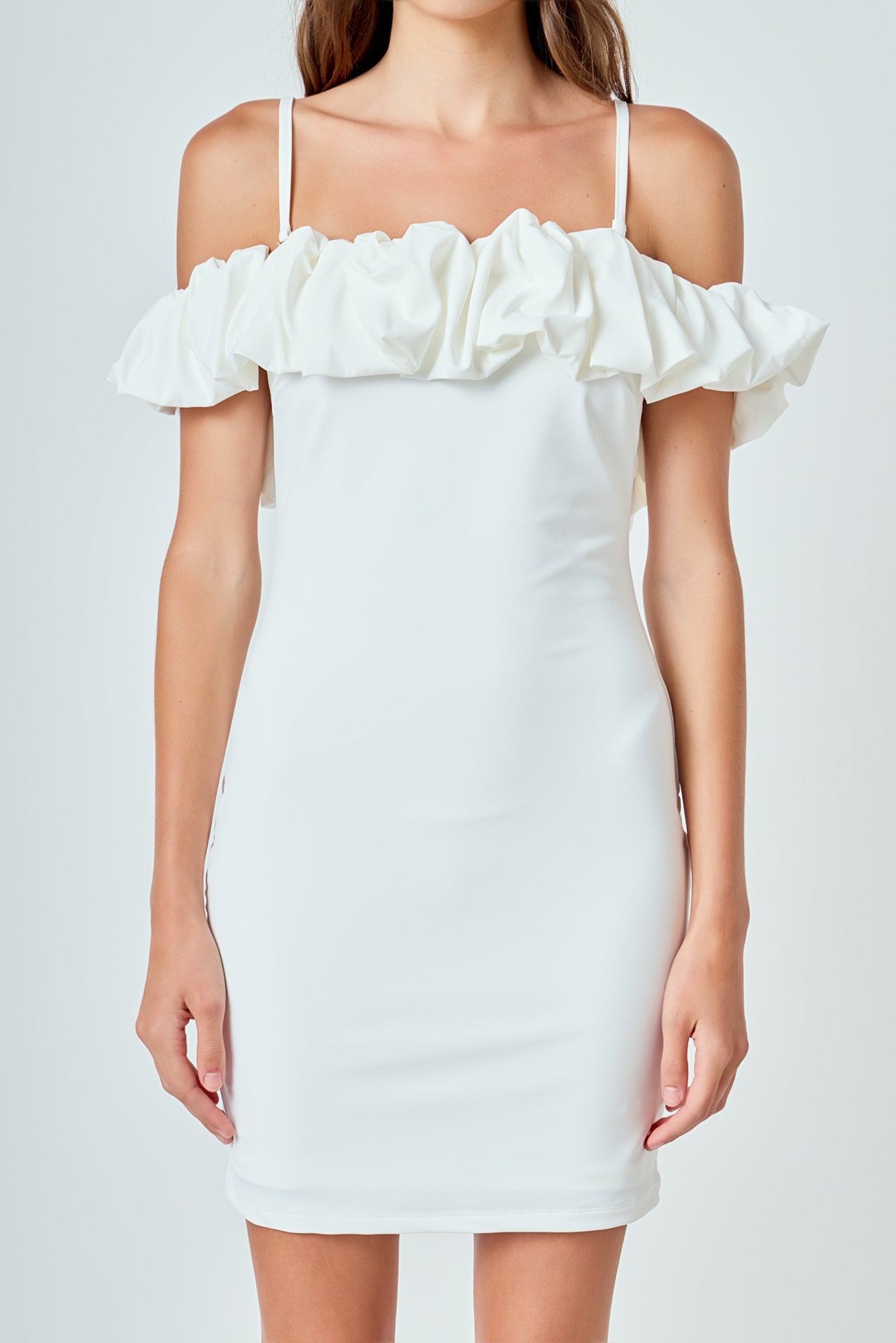 ENDLESS ROSE - Bubble Off Shoulder Mini Dress - DRESSES available at Objectrare