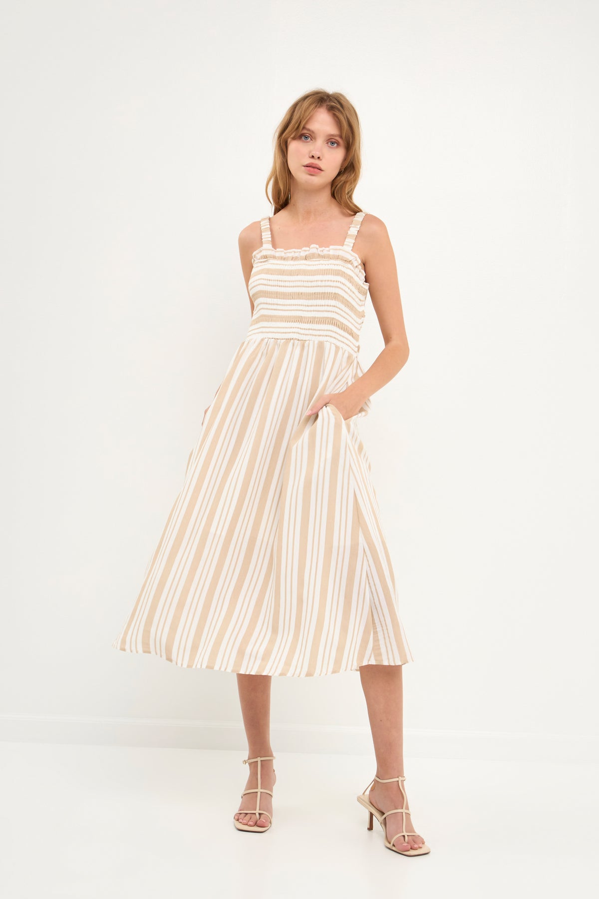 AFTER MARKET - After Market - Striped Smocked Dress with Open Back Straps - DRESSES available at Objectrare