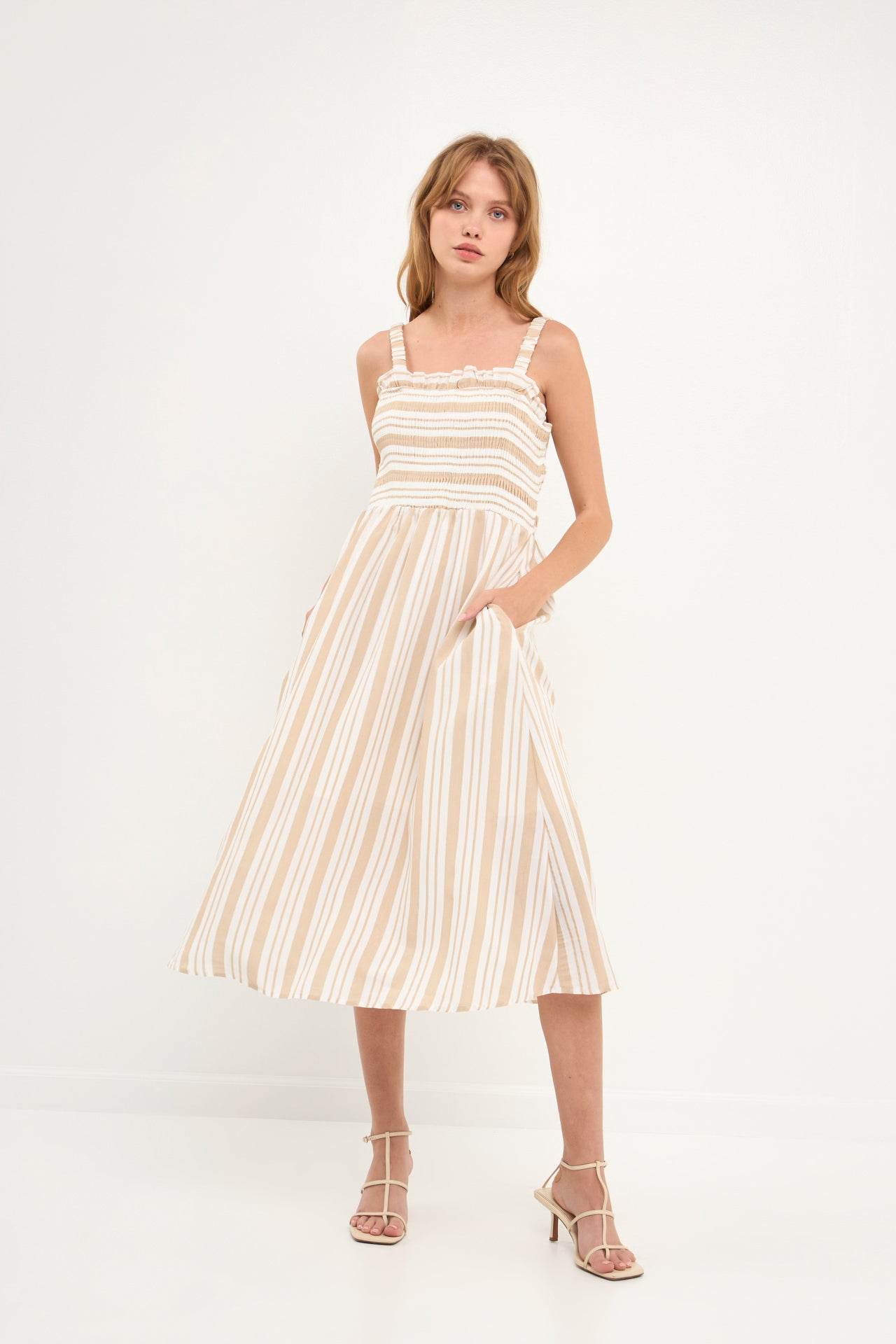 AFTER MARKET - Striped Smocked Dress with Open Back Straps - DRESSES available at Objectrare