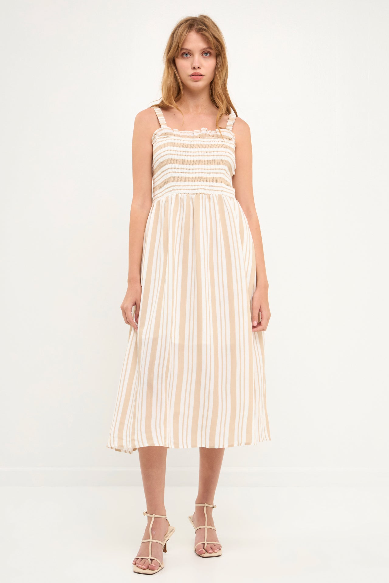 AFTER MARKET - Striped Smocked Dress with Open Back Straps - DRESSES available at Objectrare