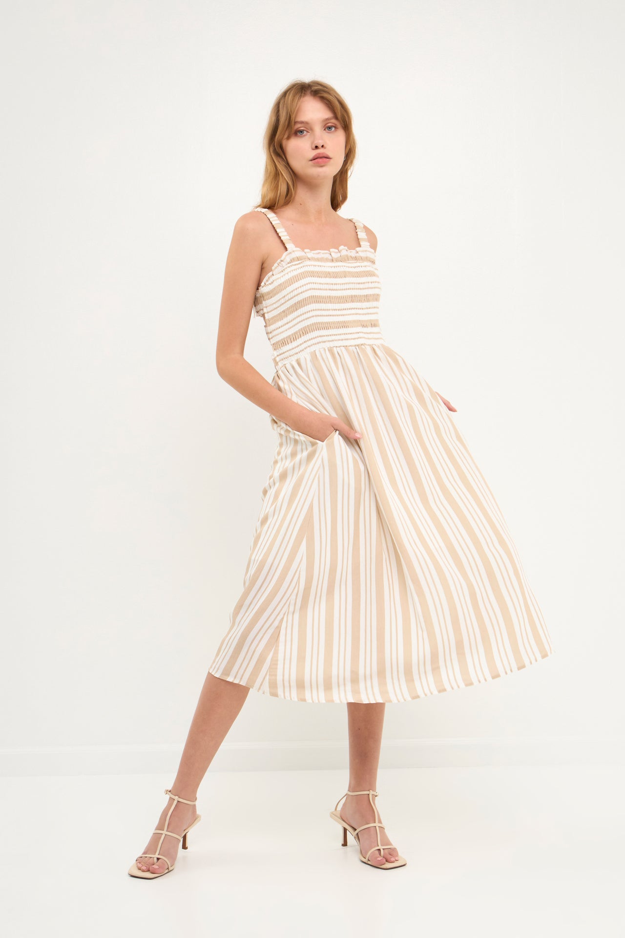 AFTER MARKET - After Market - Striped Smocked Dress with Open Back Straps - DRESSES available at Objectrare