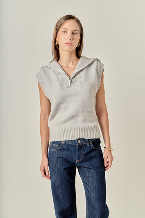 ENGLISH FACTORY - Zip Mock Neck Knit Vest - SWEATERS & KNITS available at Objectrare