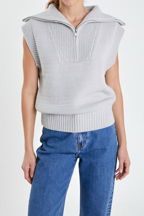 ENGLISH FACTORY - Zip Mock Neck Vest - SWEATERS & KNITS available at Objectrare