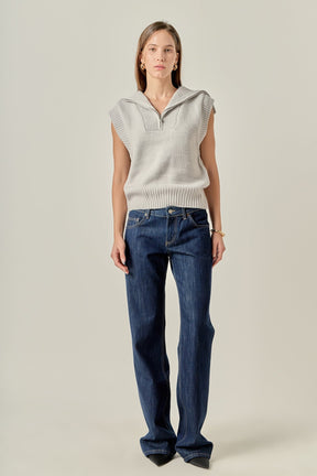 ENGLISH FACTORY - Zip Mock Neck Knit Vest - SWEATERS & KNITS available at Objectrare
